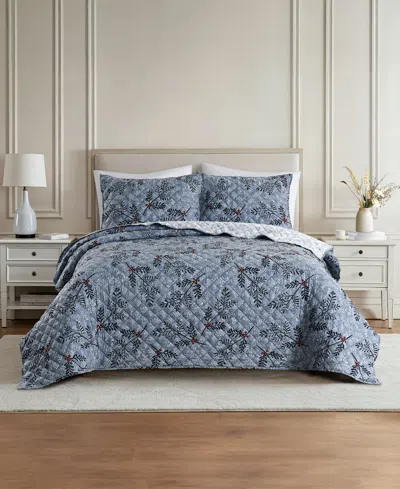 Lenox Festive Botanical 2-piece Quilt Set, Twin In Blue