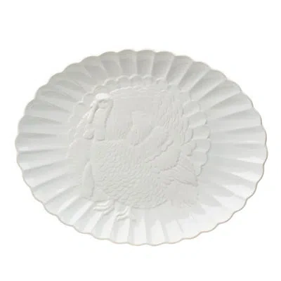 Lenox French Perle Carved Turkey Platter In White
