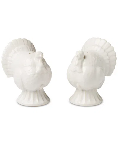 Lenox French Perle Carved Turkey Salt & Pepper Set In White