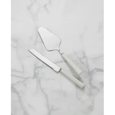 Lenox French Perle Giftware Scallop 2-piece Dessert Set In Gray