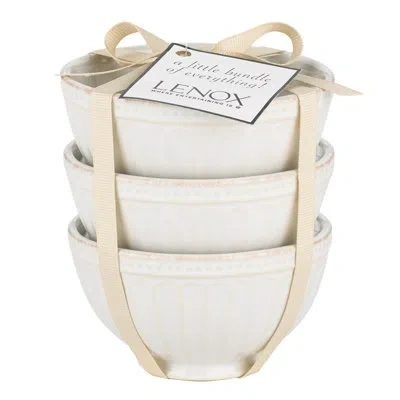 Lenox French Perle Groove 3 Piece Dessert Bowl Set In White