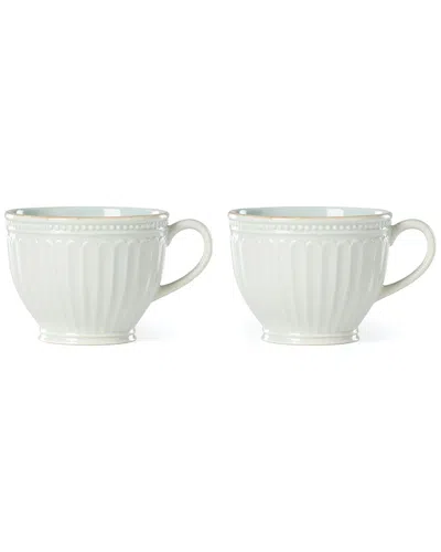 Lenox French Perle Groove Blue 2pc Latte Mug Set