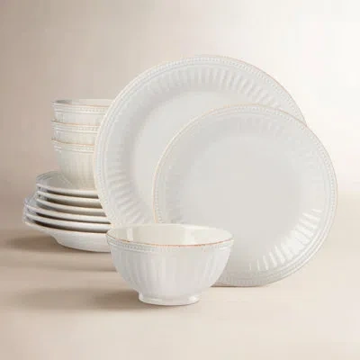 Lenox French Perle Groove Ice Blue Plate & Bowl Dinnerware In White