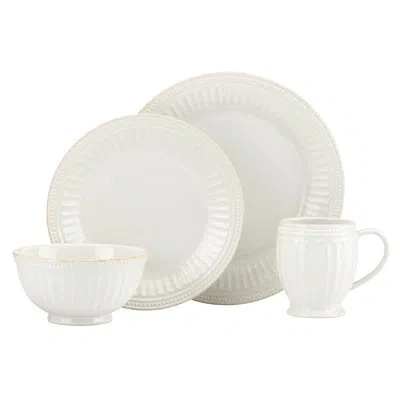 Lenox French Perle Groove White Groove 4 Piece Place Setting, Service For 1