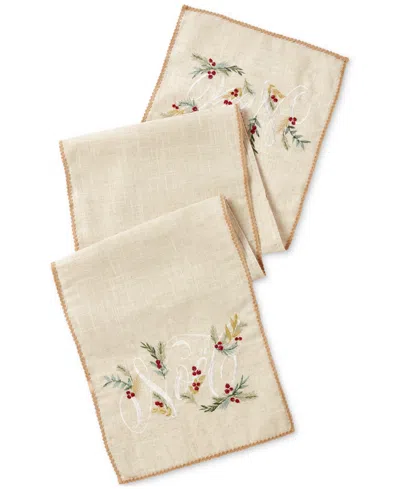 Lenox French Perle Holly Noel Table Runner, 14" X 72" In Neutral