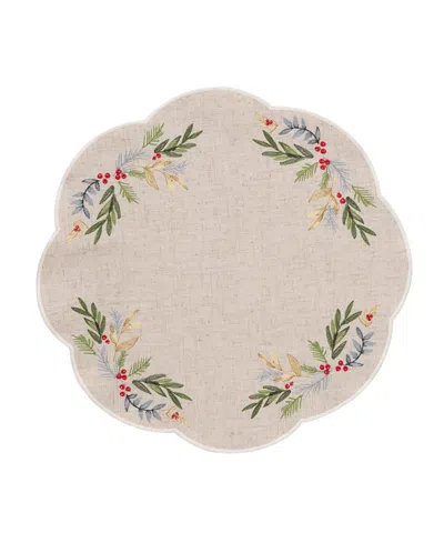 Lenox French Perle Holly Round Placemat, 16" In White