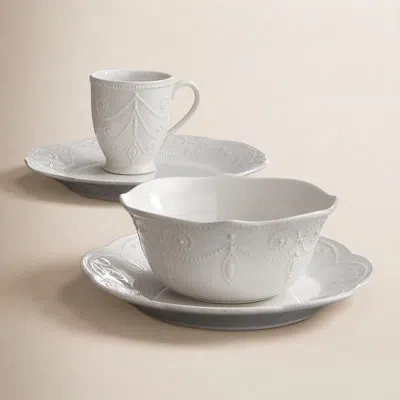 Lenox French Perle Ice Blue French Perles 4-piece Place Setting, Service For 1 In White