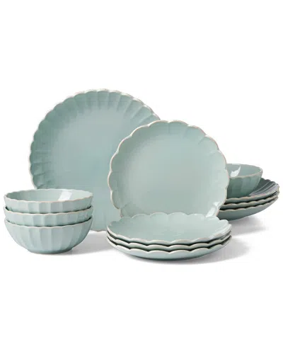 Lenox French Perle Scallop 12pc Dinnerware Set In Green
