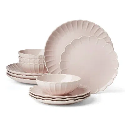 Lenox French Perle Scallop Blush 12-piece Dinnerware Set In Pink