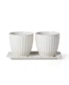 Lenox French Perle Scallop Herb Pots Tray Set In White