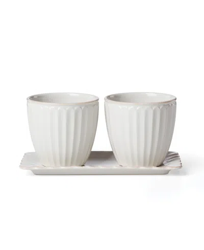 Lenox French Perle Scallop Herb Pots Tray Set In White