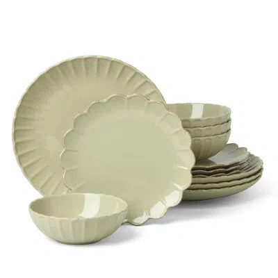 Lenox French Perle Scallop Matcha 12-piece Dinnerware Set In Green