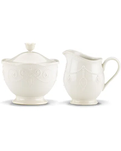 Lenox French Perle Sugar And Creamer Set In White