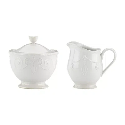 Lenox French Perle White Stoneware Sugar & Creamer Set
