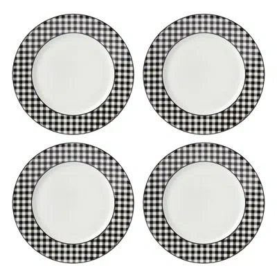 Lenox Gingham Black Dinner Plates, Set Of 4