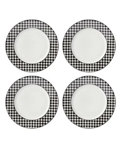 Lenox Gingham Dinner Plates, Set Of 4 In Black