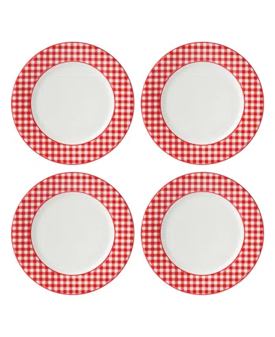 Lenox Gingham Dinner Plates, Set Of 4 In Red