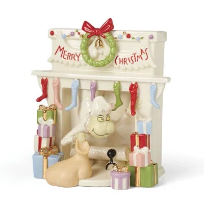 Lenox Grinch Stealing Stockings Figurine In Green,red,beige,light Blue