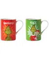 Lenox Grinchmas Naughty & Nice Mugs, Set Of 2 In Ivory