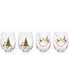 Lenox Grinchmas Stemless Wine Glasses, Set Of 4 In Multi