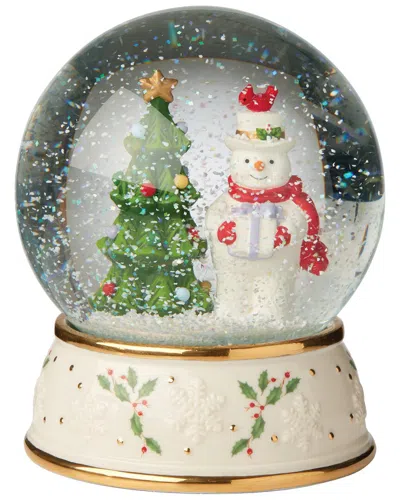 Lenox Happy Holly Days Snowman & Tree Snow Globe In White