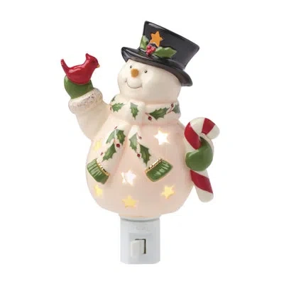 Lenox Happy Holly Days Snowman Night Light In Cream,green,red,black