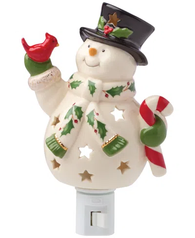 Lenox Happy Holly Days Snowman Night Light In White