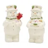 Lenox Happy Holly Days Snowmen Salt & Pepper Set In Ivory