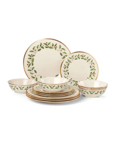 Lenox Holiday 12 Pc. Dinnerware Set, Service For 4 In Red  Green And Ivory