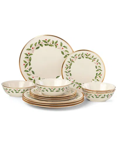 Lenox Holiday 12-piece Dinnerware Set In Red/green