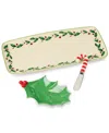 Lenox Holiday 3-piece Hostess Set With Spreader In Green