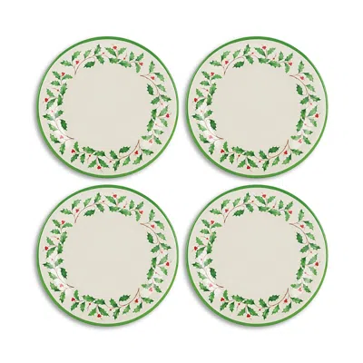 Lenox Holiday 4 Piece Melamine Dinner Plate Set In Red/green