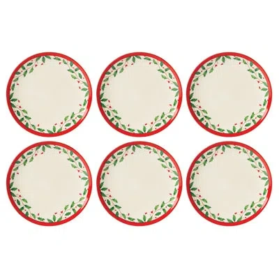 Lenox Holiday 6-piece Accent Plate Set In Green;red;cream
