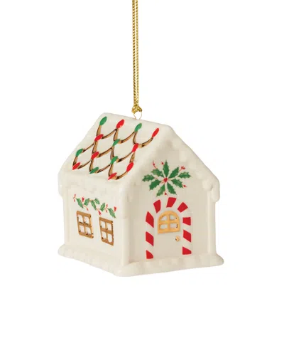 Lenox Holiday Accent Gingerbread House Ornament In Ivory