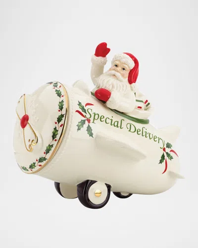 Lenox Holiday Airplane Cookie Jar In White