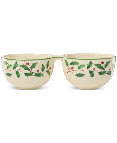 Lenox Holiday Double Bowl In White