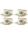 Lenox Holiday Espresso Cup & Saucer, Set Of 4 In White And Ivory
