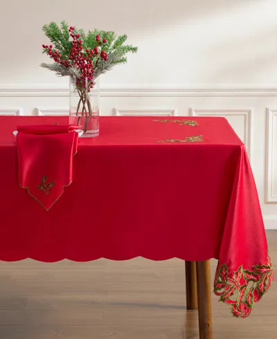Lenox Holiday Holly Embroidered Tablecloth, 60" X 140" In Red