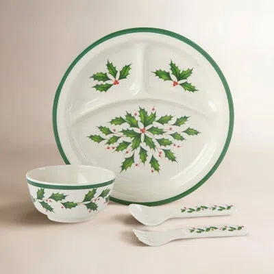 Lenox Holiday Melamine Children's 4-piece Melamine Place Setting Set, Service For 1 In White