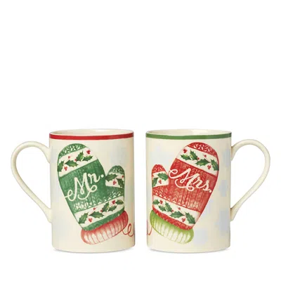 Lenox Holiday Mr. & Mrs. Mugs, Set Of 2 In White