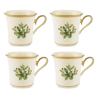 LENOX HOLIDAY MUGS, SET OF 4