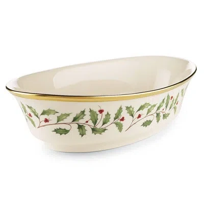 Lenox Holiday Open Vegetable Bowl In Green;red;gold;ivory