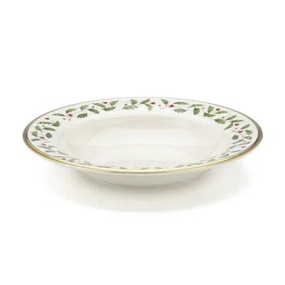 Lenox Holiday Pasta / Soup Plate In Green;red;gold;ivory