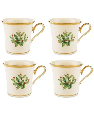 Lenox Holiday Place Setting Mugs, Set Of 4 In Ivory