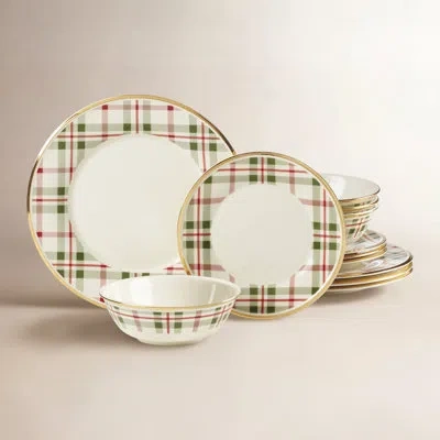 Lenox Holiday Plaid 12-piece Dinnerware Set In Multi