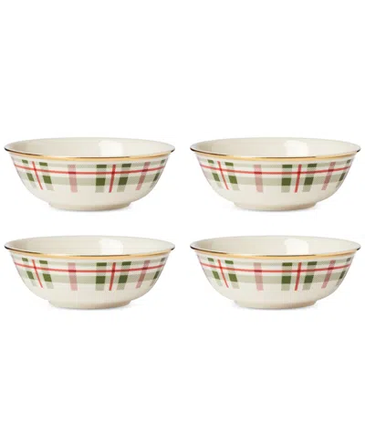 Lenox Holiday Plaid Porcelain All-purpose Bowls, Set Of 4 In Red  Green And Ivory
