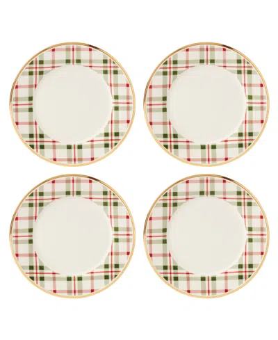 LENOX HOLIDAY PLAID DINNER PLATES, SET OF 4