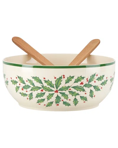 Lenox Holiday Salad Bowl And Servers In Multicolor