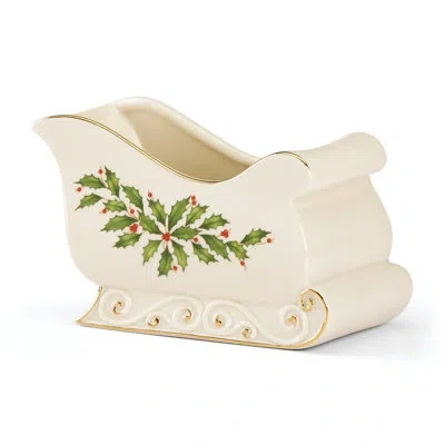Lenox Holiday Sleigh 16 Fl Oz. Candy Bowl In White