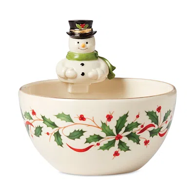 Lenox Holiday Snowman Bowl In Ivory